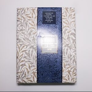 ✨New William Morris KING Sheet Set WILLOW BOUGH HESSIAN Tan Gray White Luxury!